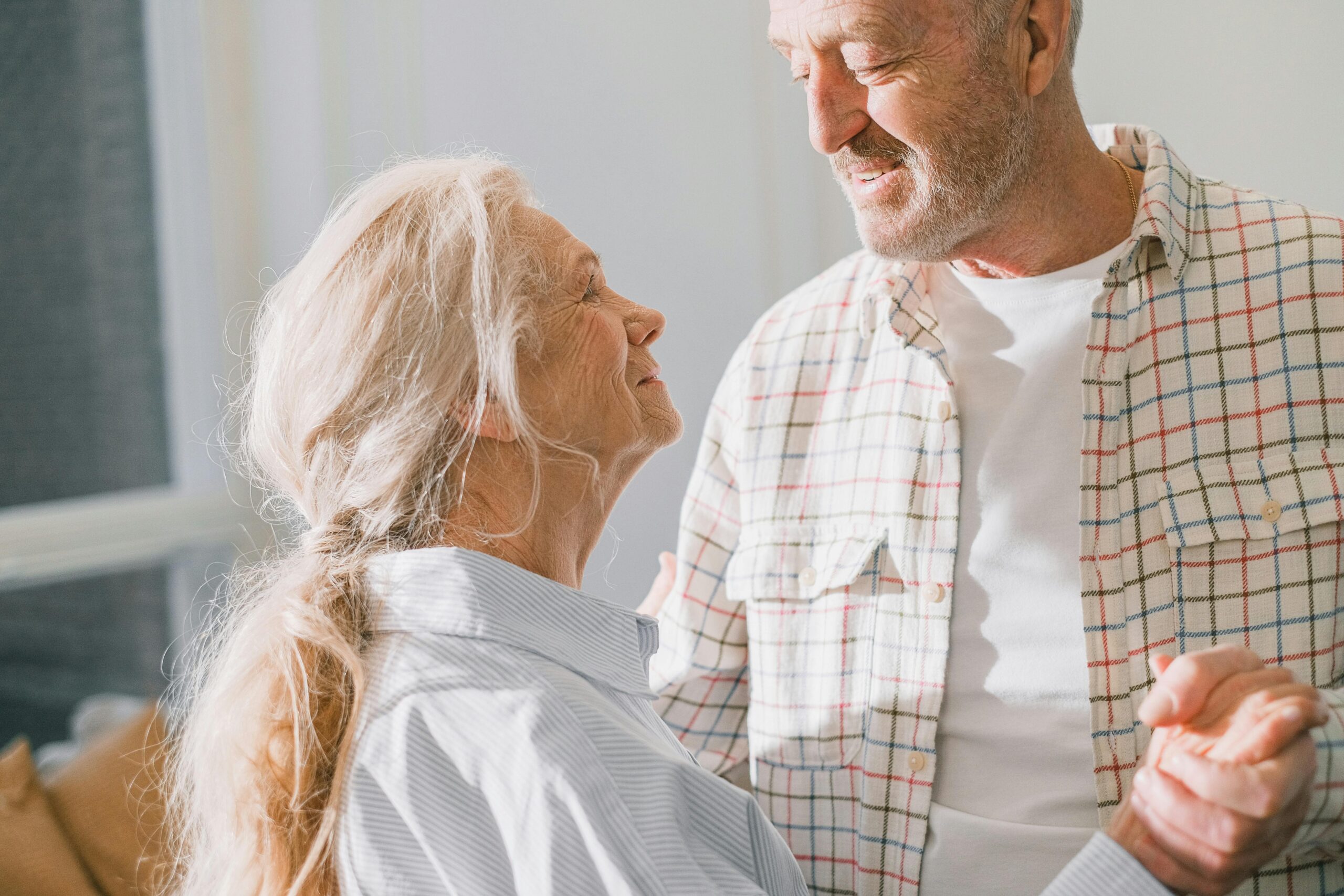 Elderly couple smiling